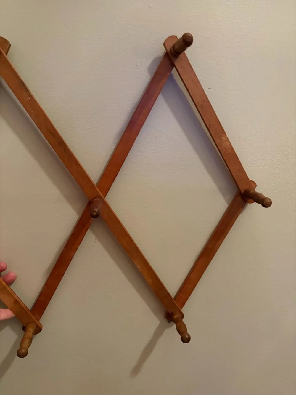 Vintage 10 Peg Accordion Wooden Wall Rack Coat Rack